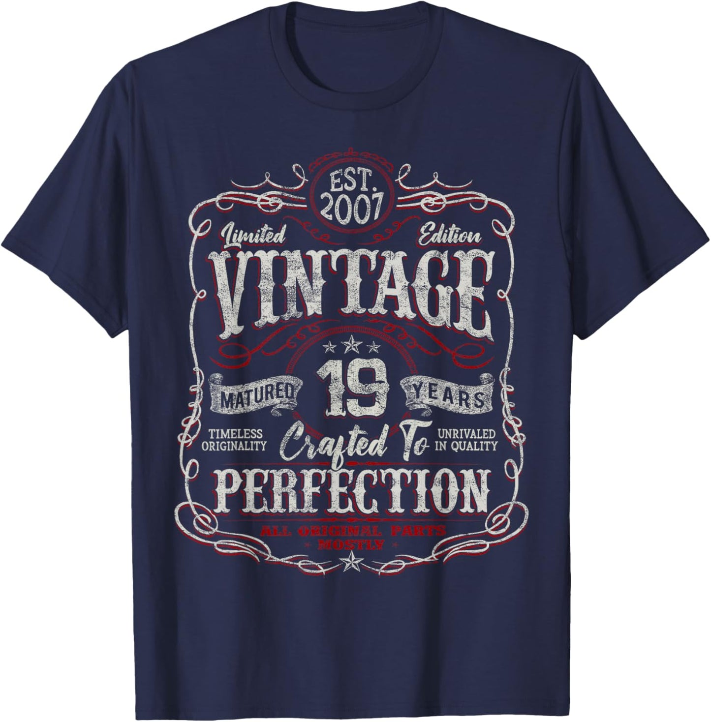 Vintage 2007 Limited Edition Shirt 19 Year Old 19th Birthday T-Shirt - T-Shirt | Navy
