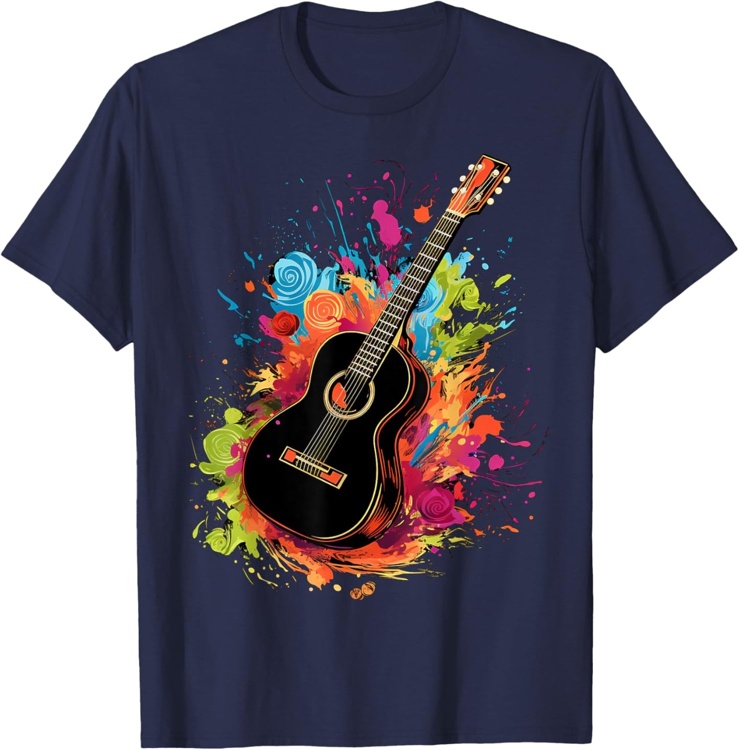 Acoustic Guitar lovers , Small, Black T-Shirt - T-Shirt | Navy