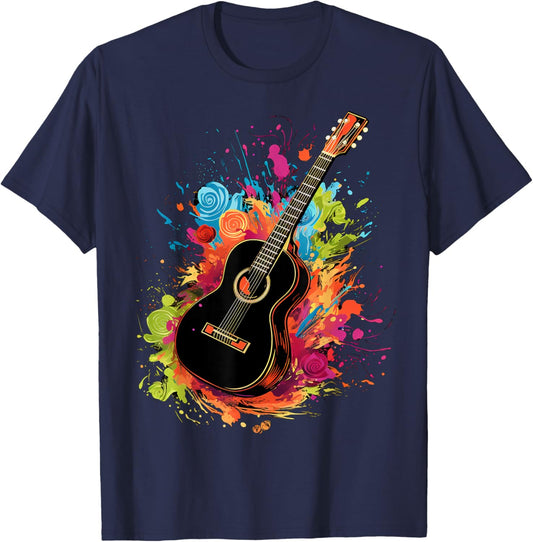 Acoustic Guitar lovers , Small, Black T-Shirt - T-Shirt | Navy