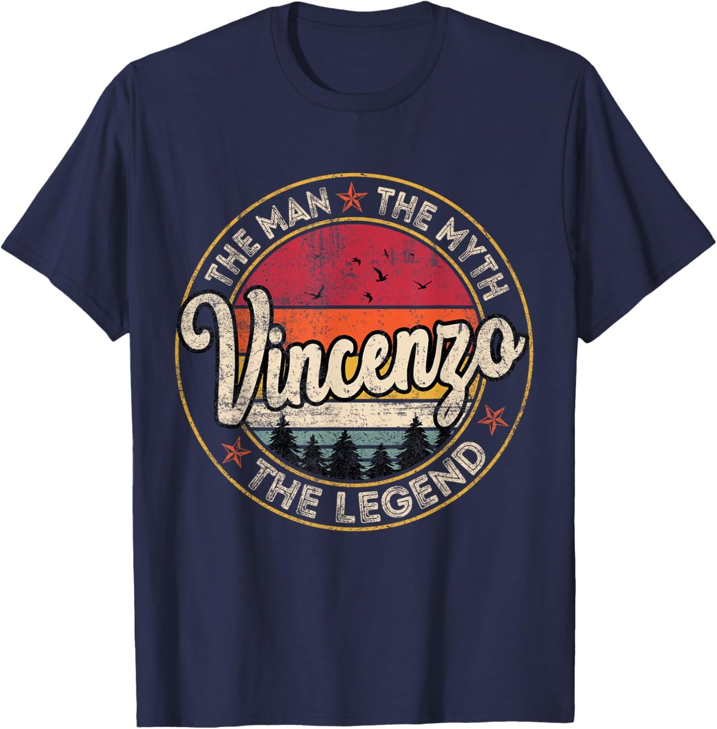Vincenzo The Man The Myth The Legend Personalized Name T-Shirt - T-Shirt | Navy