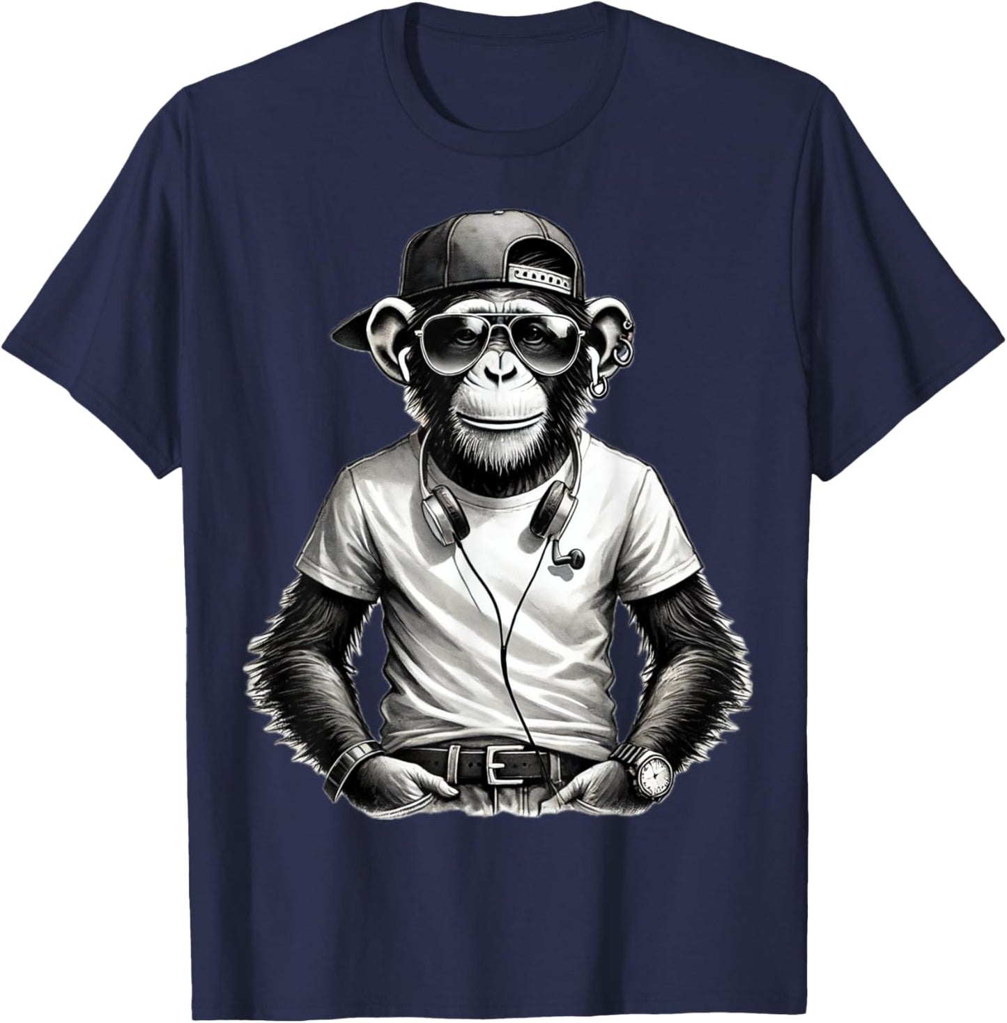 Monkey Safari Sunglasses Print Tops Cartoon Print T-Shirt - T-Shirt | Navy