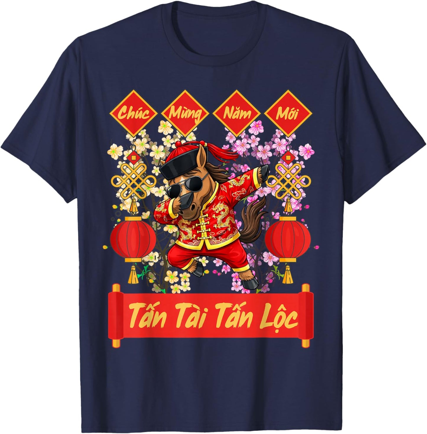 Vietnamese New Year Decorations | Tet 2026 Chuc Mung Nam Moi T-Shirt - T-Shirt | Navy