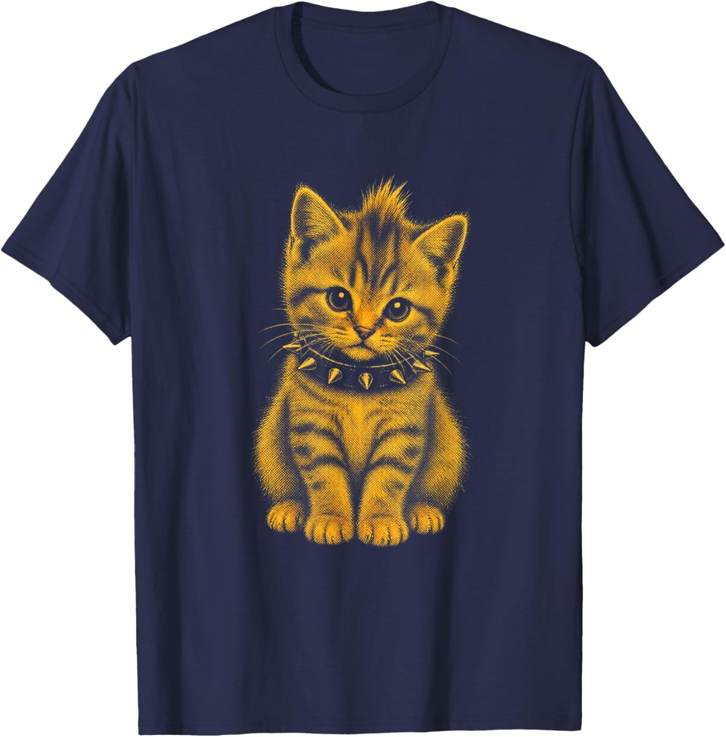 Rocker Cat Punk Metal Rock and Roll Music Rock Cat T-Shirt - T-Shirt | Navy