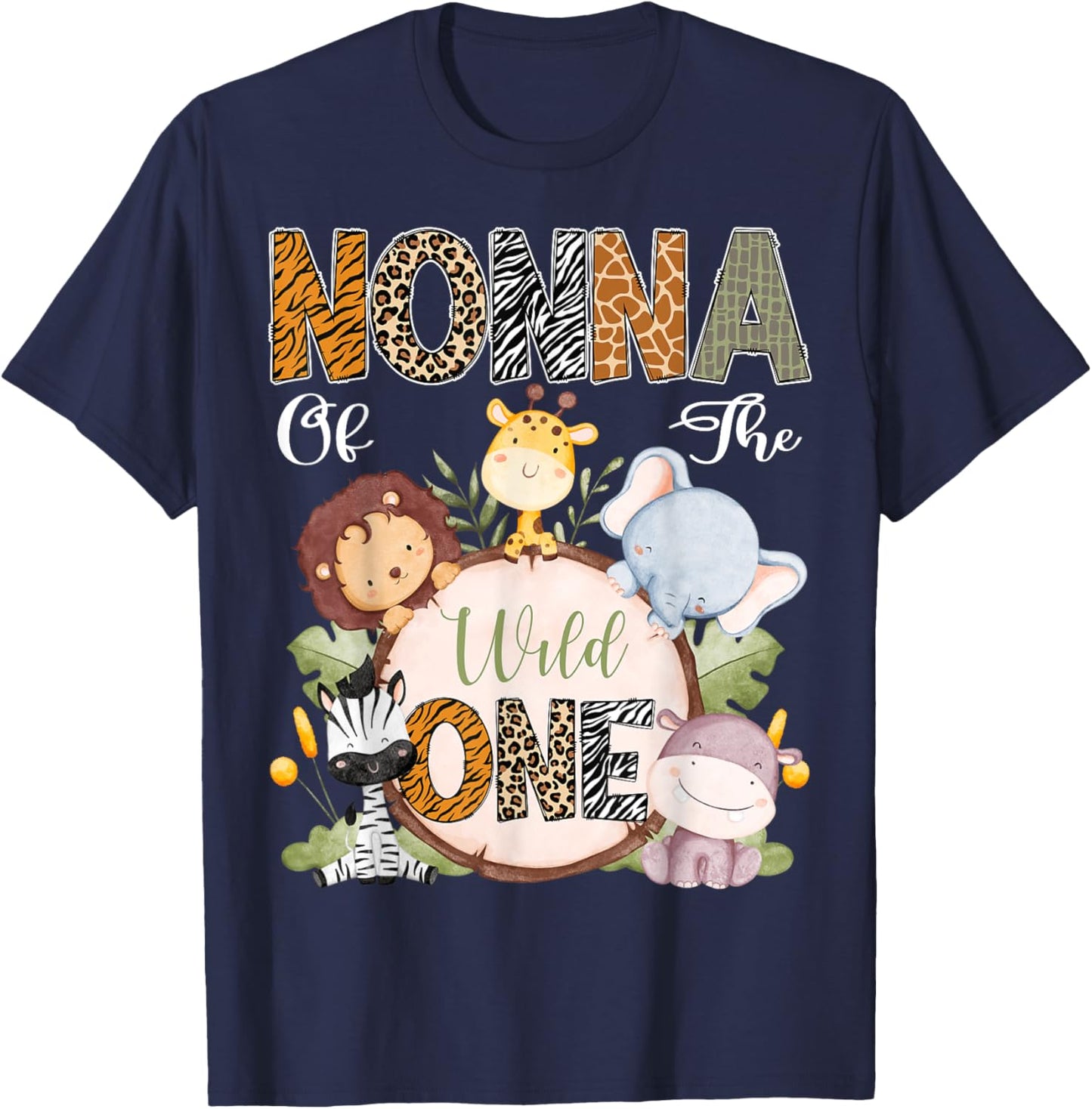 Nonna Of The Wild One 1St Birthday Safari Woodland T-Shirt - T-Shirt | Navy