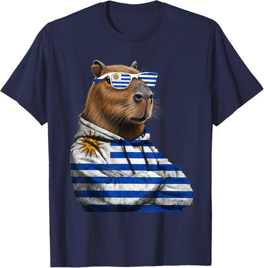 Uruguay Roots Capybara Uruguayan Flag T-Shirt - T-Shirt | Navy