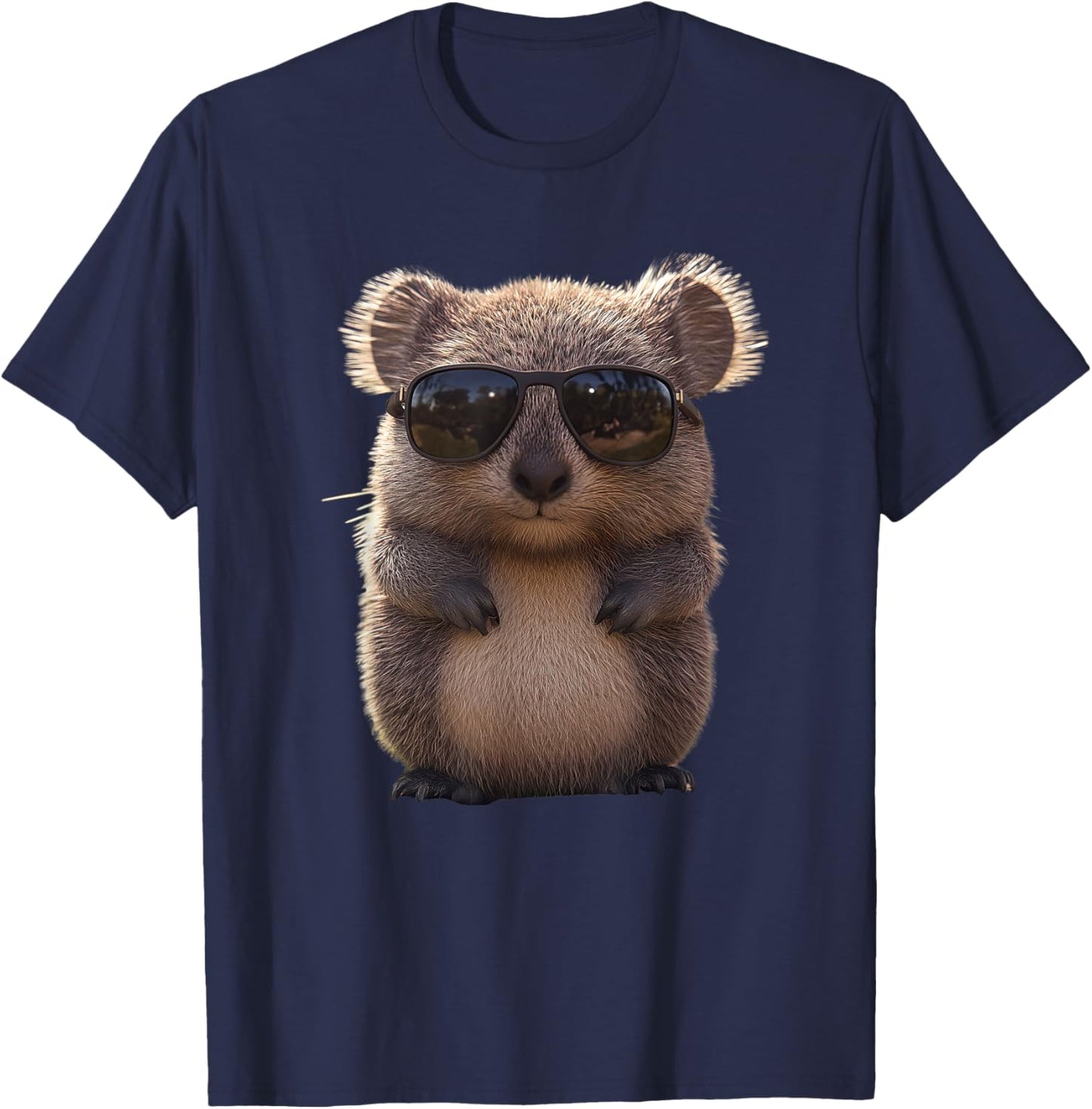 Wombat with Sunglasses Australia Marsupial Cute Wombat T-Shirt - T-Shirt | Navy