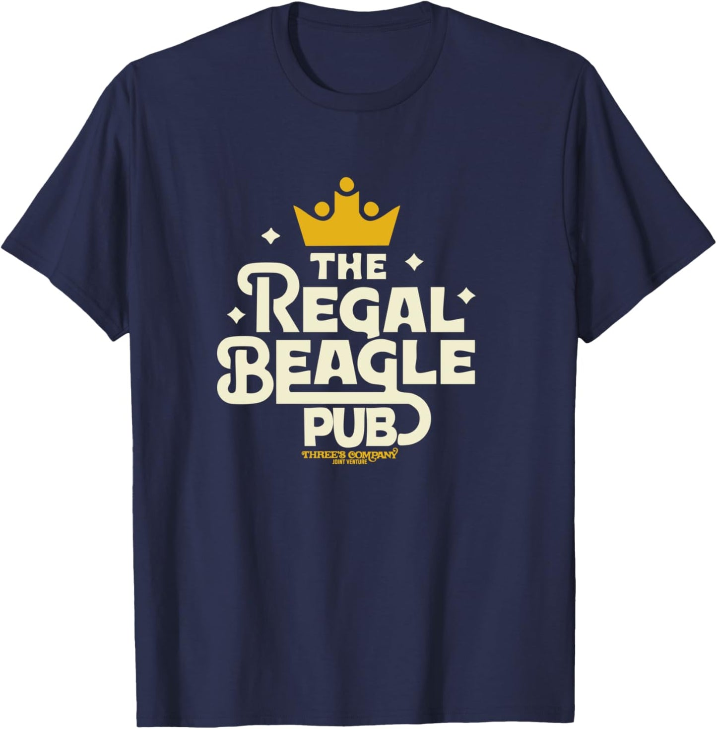 Officially Licensed Regal Beagle Pub Three's Company Logo T-Shirt - T-Shirt | Navy