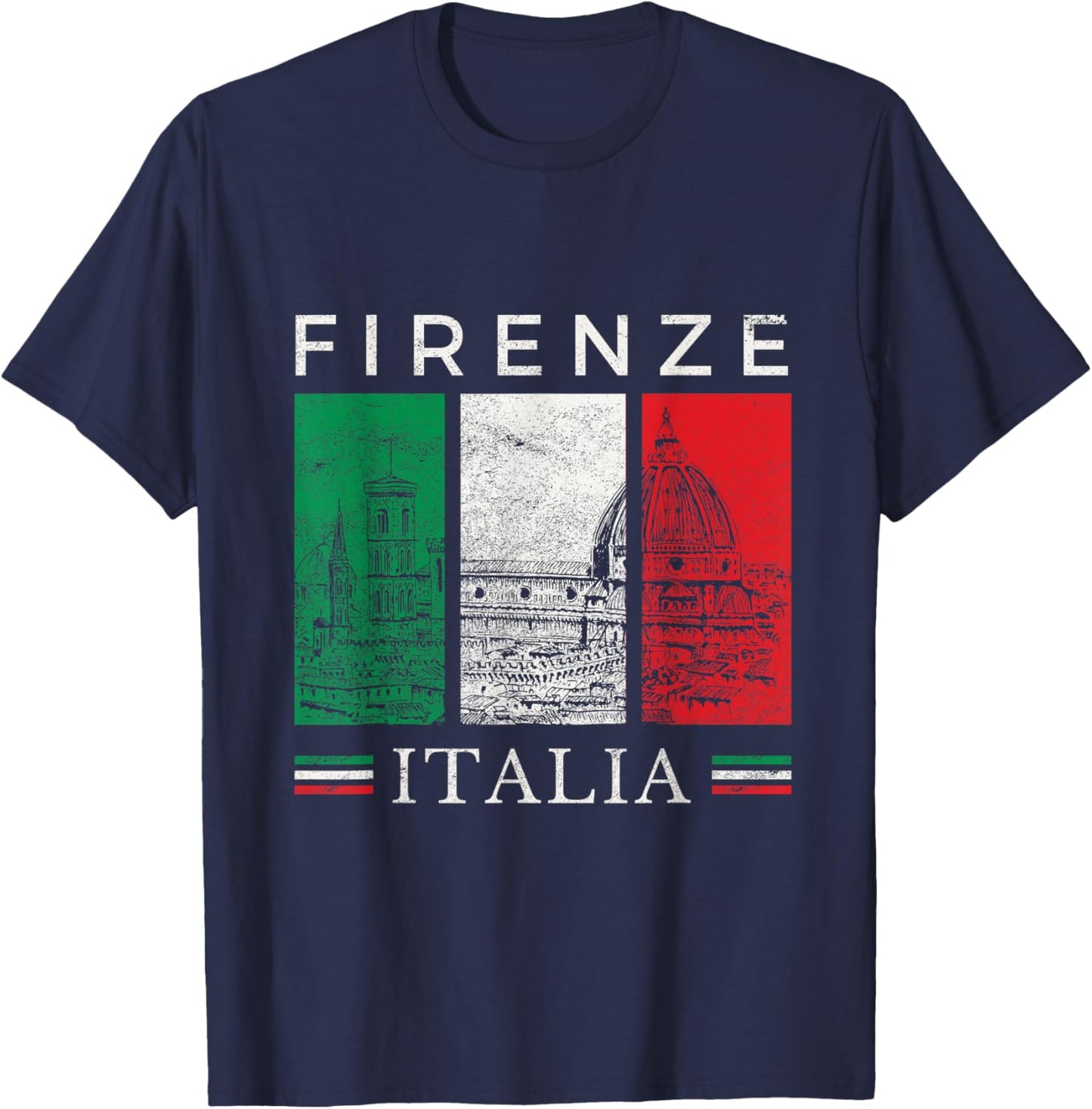 Firenze Italia Il Duomo Italian Flag Travel Souvenir Ciao T-Shirt - T-Shirt | Navy