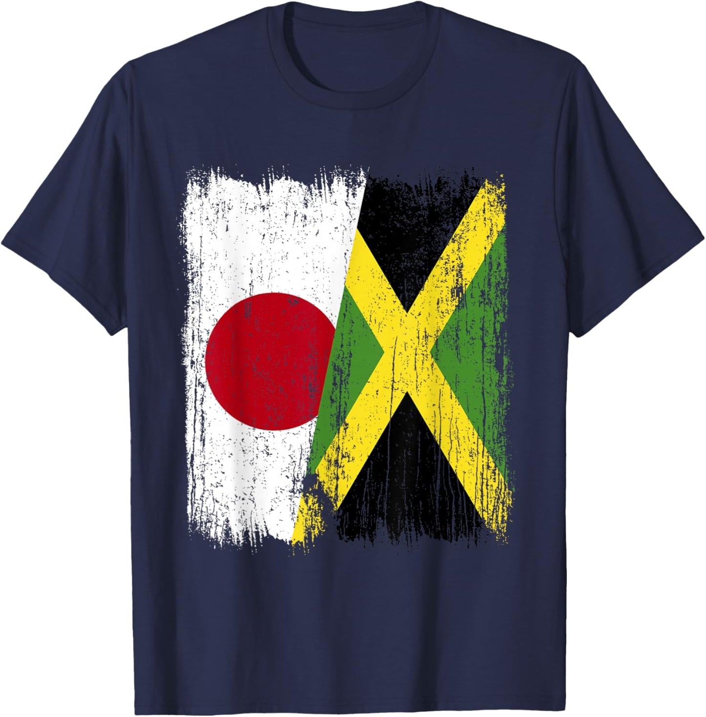 Japan Jamaica Half Flag Japanese Jamaican Heritage T-Shirt - T-Shirt | Navy