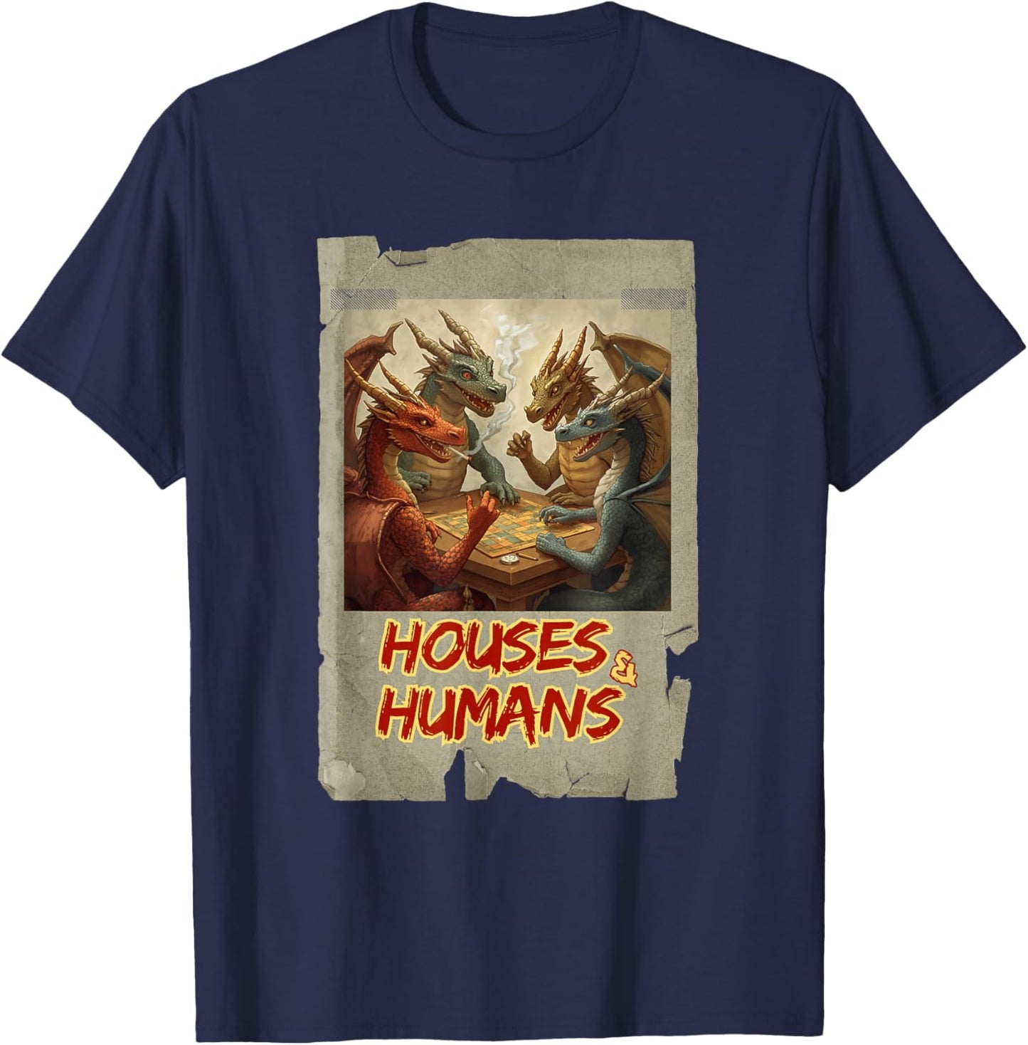 Gaming Houses Humans Funny RPG Parody Gamer Men Boys Kids T-Shirt - T-Shirt | Navy