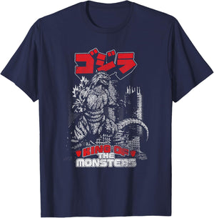 Godzilla Kanji King of The Monsters Kaiju T-Shirt - T-Shirt | Navy