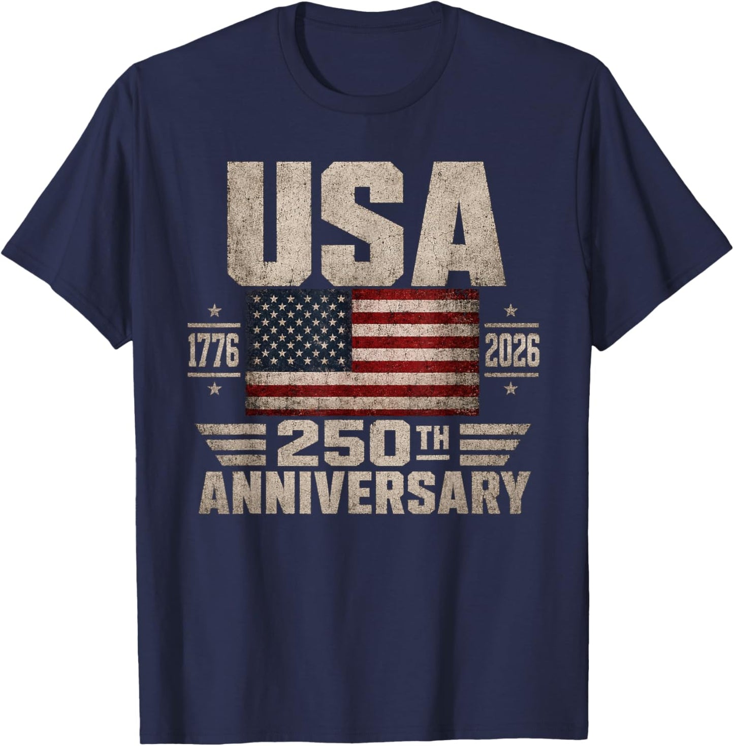 250th Anniversary 250 Years America USA Flag T-Shirt - T-Shirt | Navy