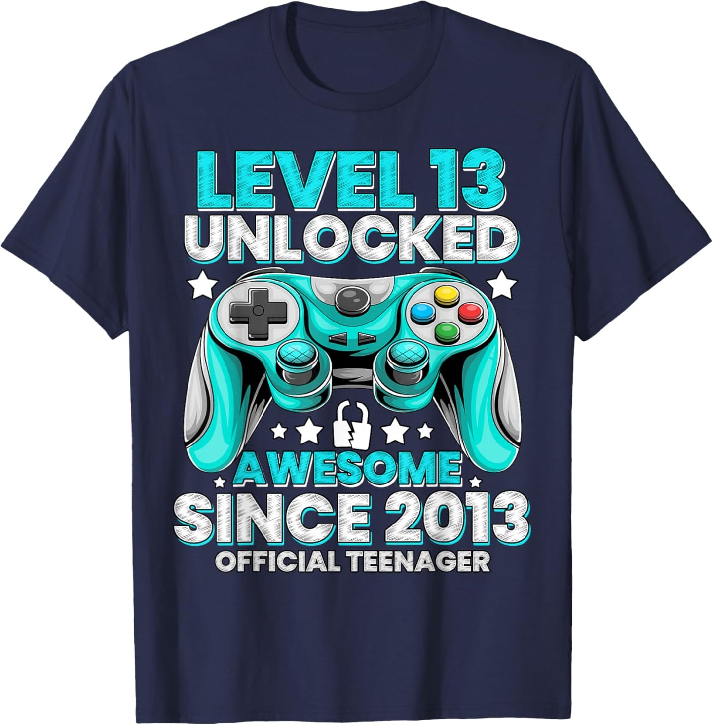 Official Teenager Level 13 Unlocked Boys 13th Birthday Boy T-Shirt - T-Shirt | Navy