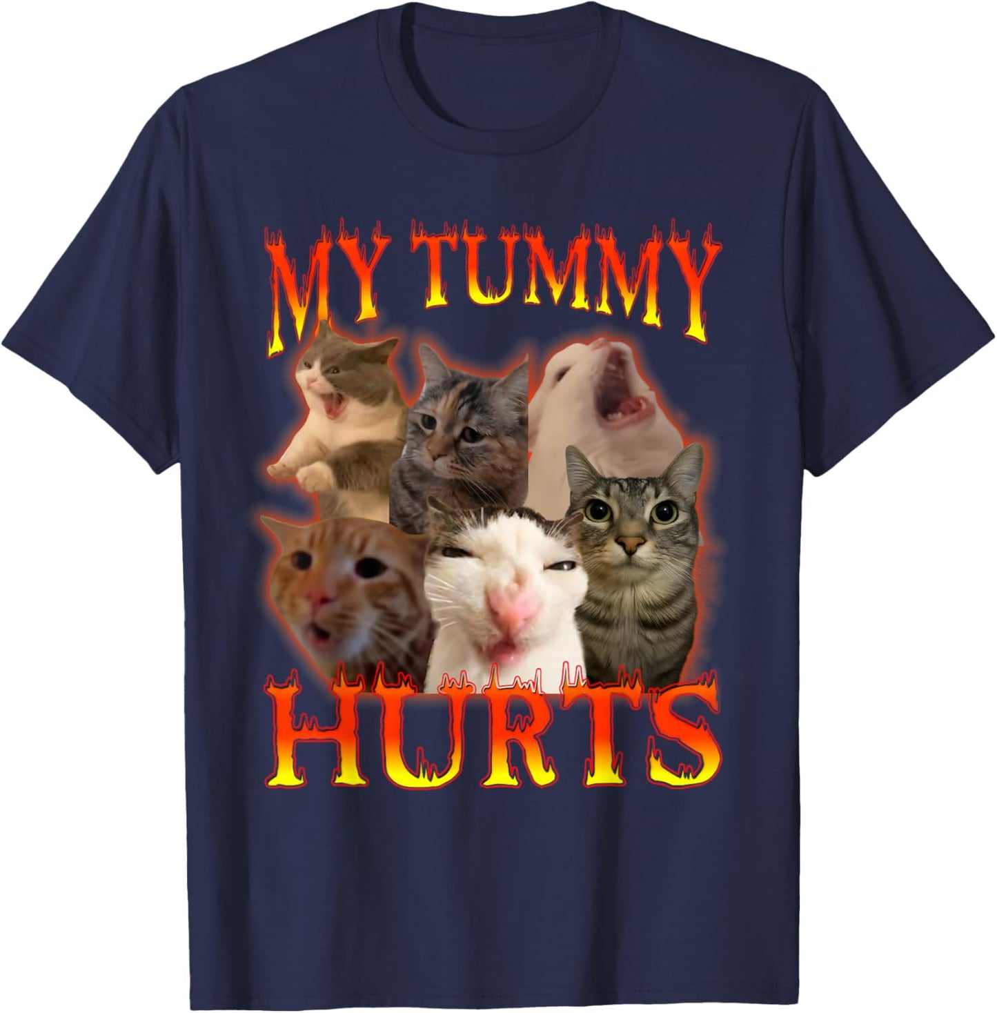 My Belly Really Hurts Cat Lactose Intolerant T-Shirt - T-Shirt | Navy