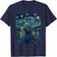 Cute Seal Sea Lion - Van Gogh Style - Starry Night Graphic T-Shirt - T-Shirt | Navy