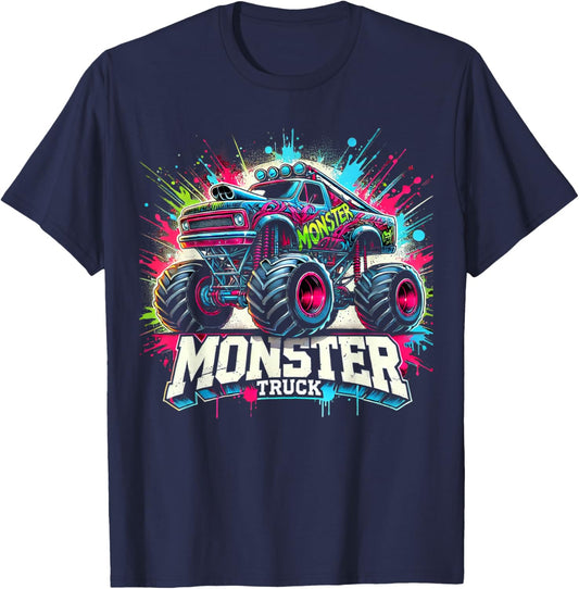 Monster Truck Retro Colorful Graffiti Toddlers Youth Adults T-Shirt - T-Shirt | Navy