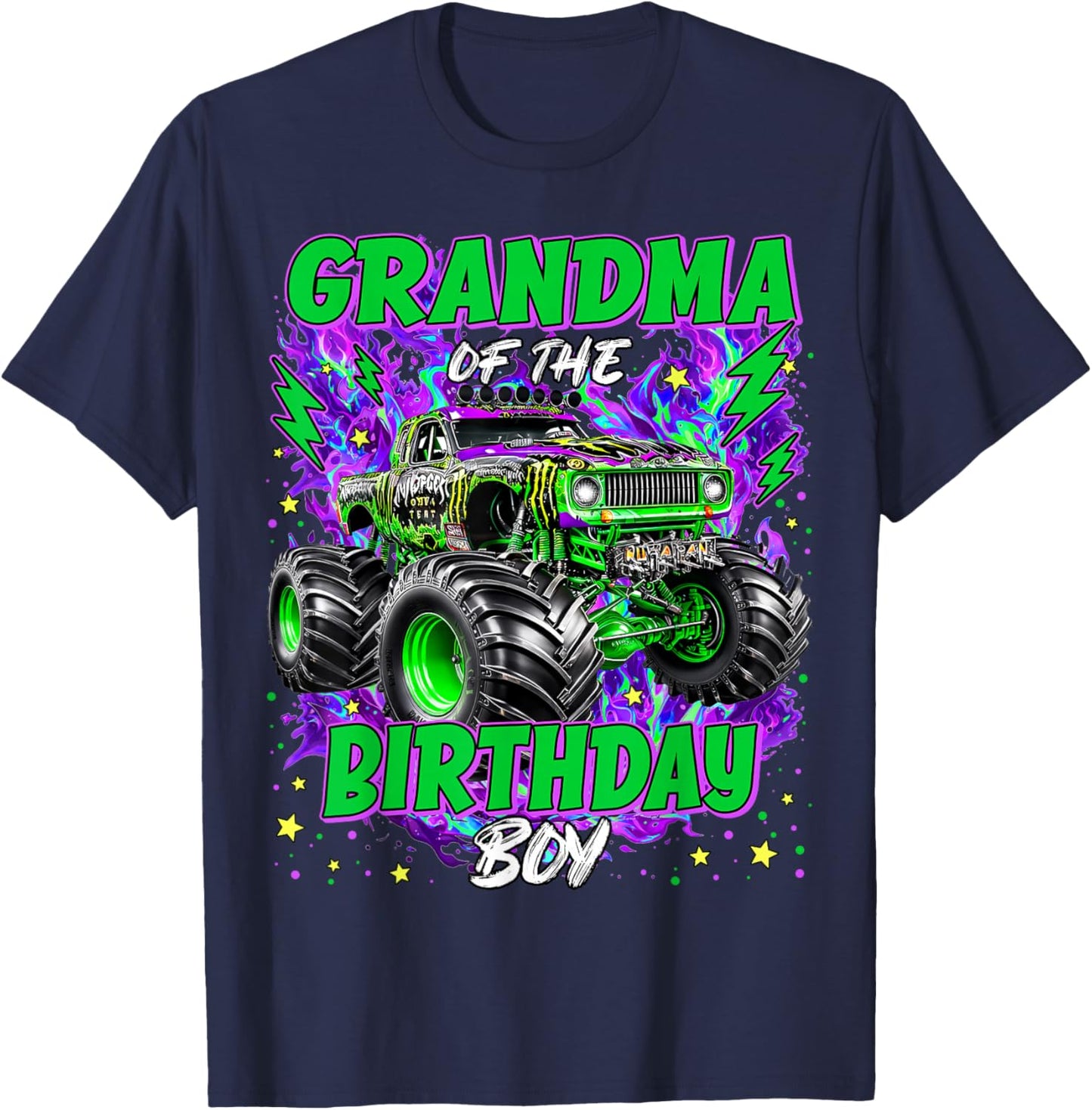 Grandma of The Birthday Boy Monster Truck Boy Toddler Kid T-Shirt - T-Shirt | Navy