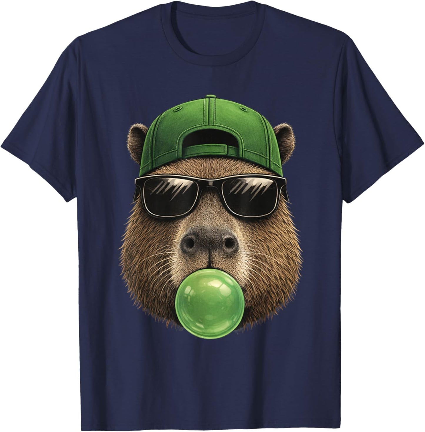 Cool Sunglasses Green St Patty's Lucky Hipster Capybara T-Shirt - T-Shirt | Navy