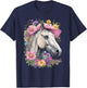 Derby Horse With Pink Sun Hat Women's Horse Racing Design T-Shirt - T-Shirt | Navy