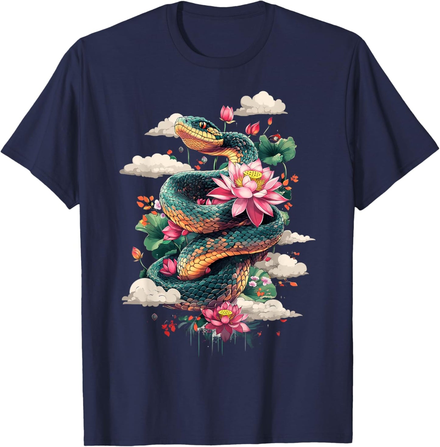 Year Of The Snake 2025 Cool Snake Graphic Art T-Shirt - T-Shirt | Navy
