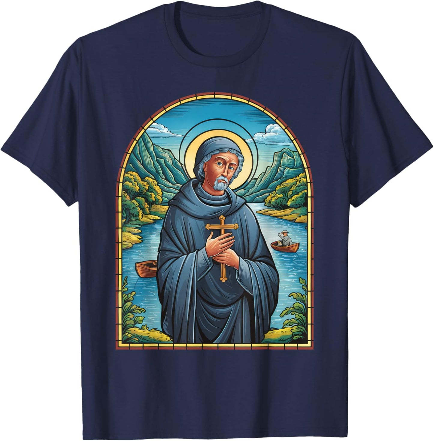 St Martin de Porres Catholic Church Black Saints Peru Cross T-Shirt - T-Shirt | Navy