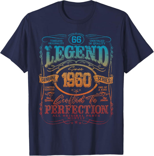 Vintage 1960 Limited Edition Shirt 66 Year Old 66th Birthday T-Shirt - T-Shirt | Navy