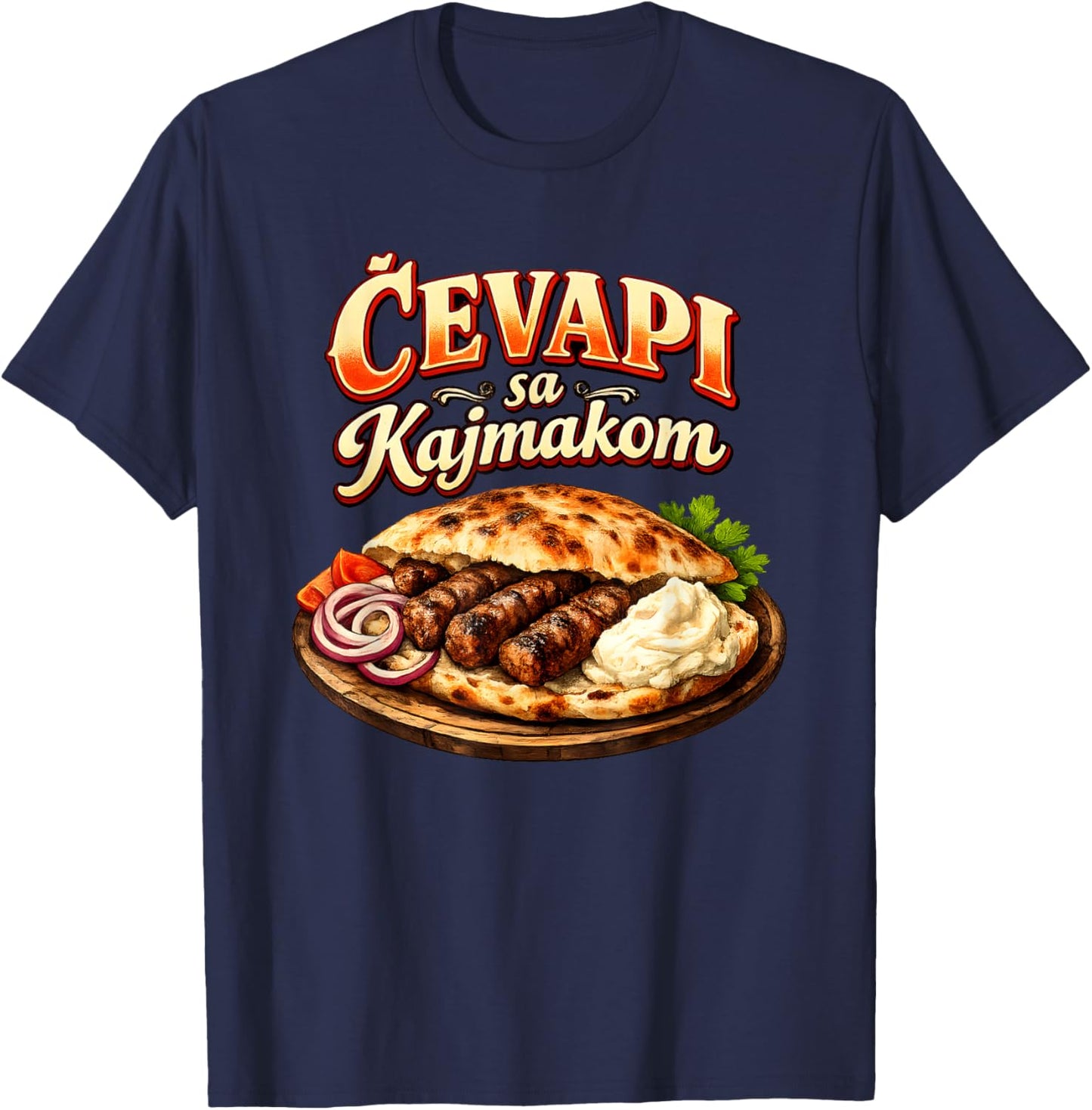 Lustiges Cevapcici Motiv - Balkan Food Grillen Spruch T-Shirt - T-Shirt | Navy