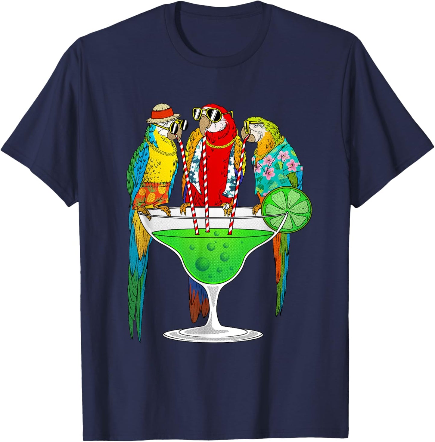 Cool Parrot Art Women Pet Bird Tropical Parrot Lover T-Shirt - T-Shirt | Navy