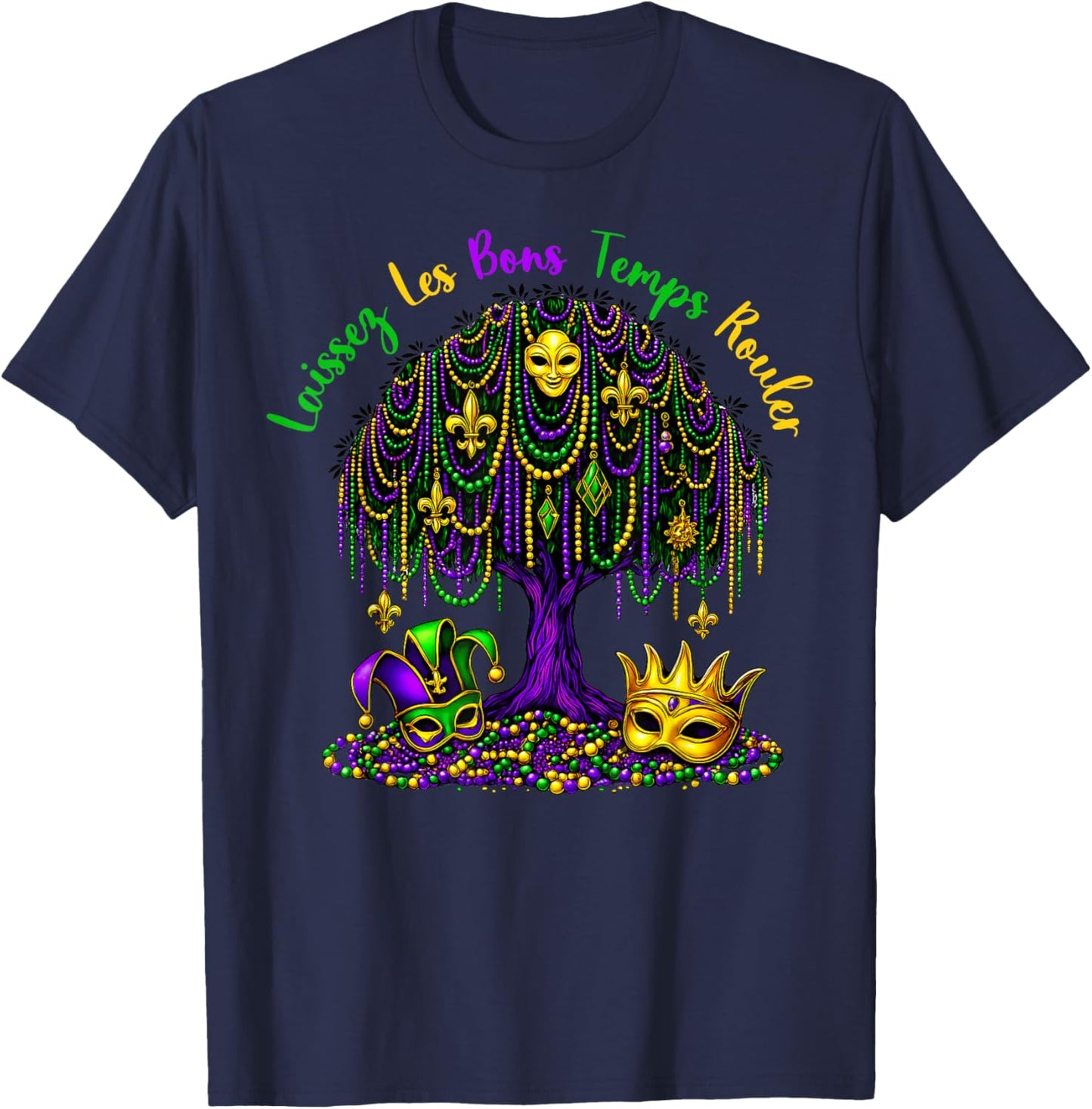 Mardi Gras Laissez Les Bon Temps Rouler Tree Women Men Kids T-Shirt - T-Shirt | Navy