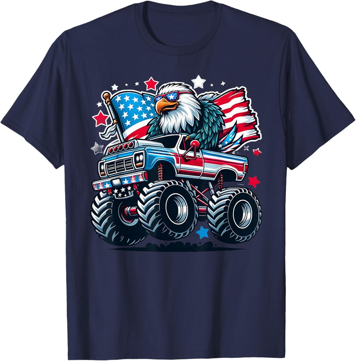 4th of July Patriotic American Flag Eagle USA Red White Blue T-Shirt - T-Shirt | Navy