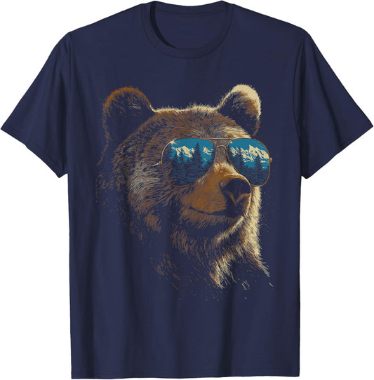 Retro Novelty Men Women Kids Funny Bear T-Shirt - T-Shirt | Navy