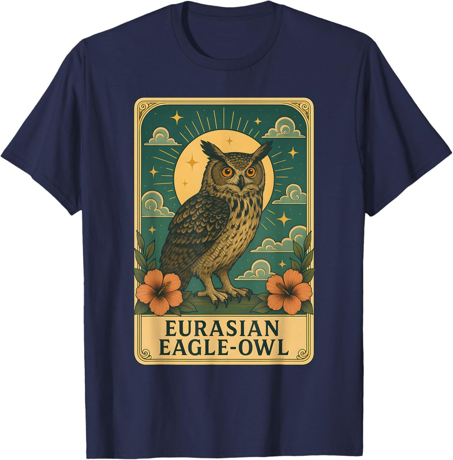 Eurasian Eagle-Owl Tarot Card T-Shirt - T-Shirt | Navy