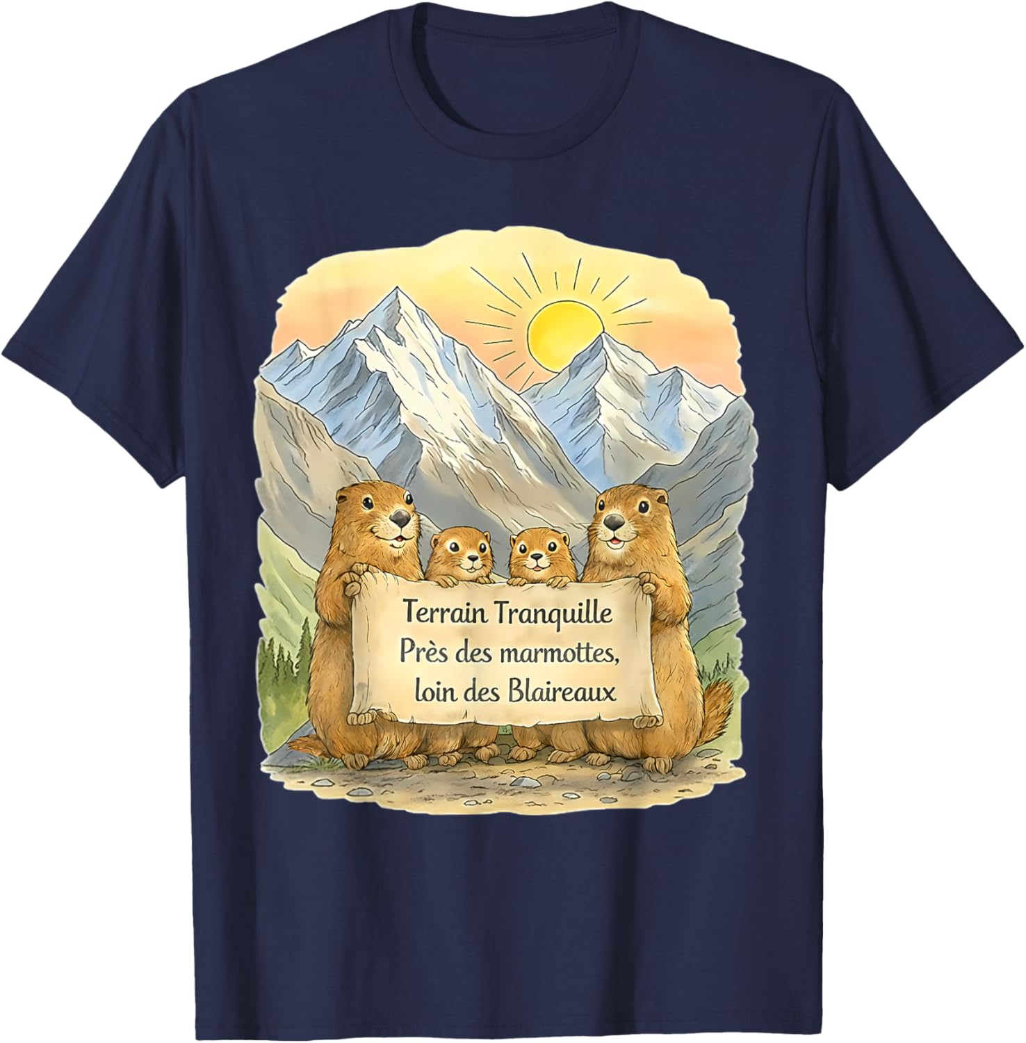 Close to Marmots Away from Badgers Humor Hiking T-Shirt - T-Shirt | Navy