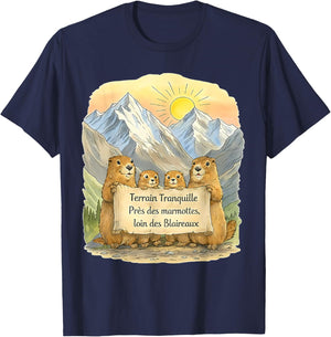 Close to Marmots Away from Badgers Humor Hiking T-Shirt - T-Shirt | Navy