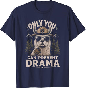 Only You can Prevent Drama Artwork Llama Design T-Shirt - T-Shirt | Navy