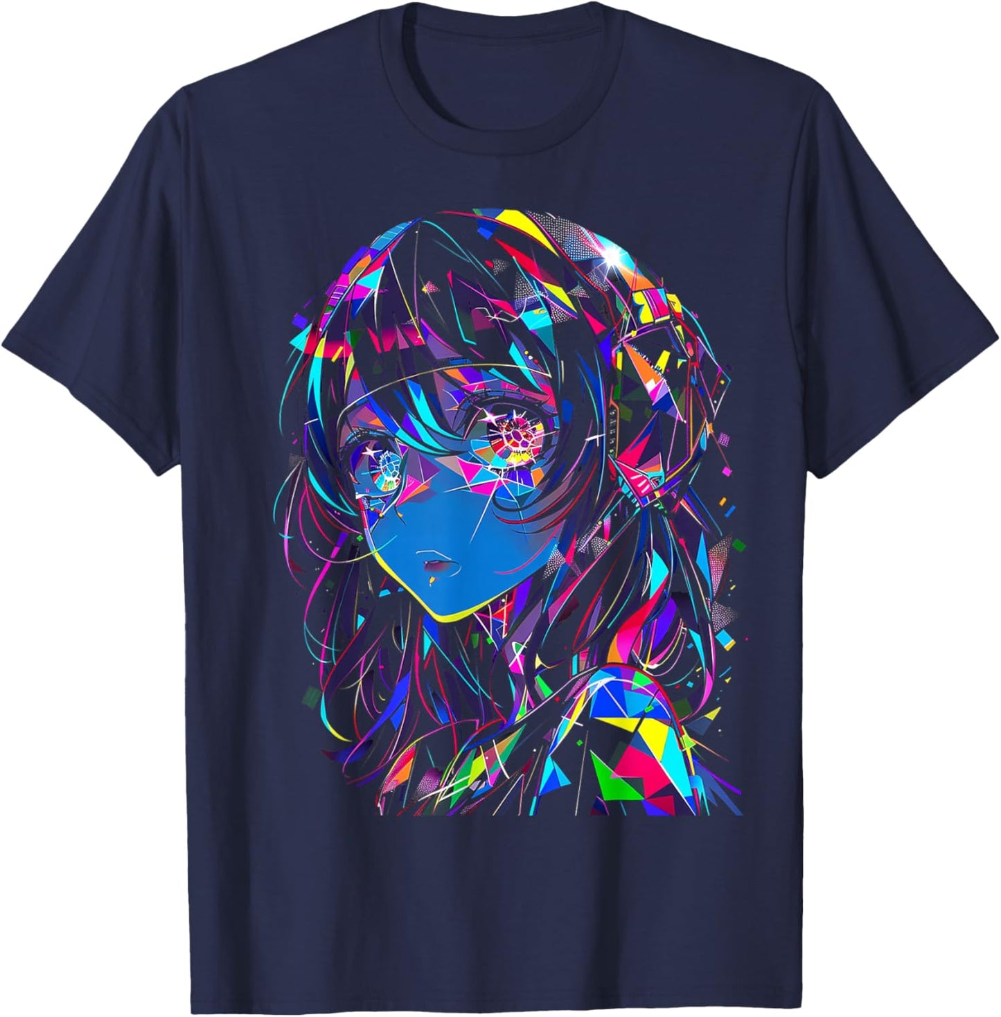 Anime Manga Graphic Colorful Artwork Anime T-Shirt - T-Shirt | Navy