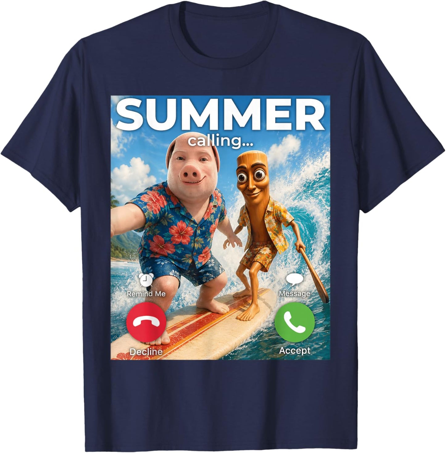 2026 Summer Vacation Bros Selfie John Pork Tung Sahur Trip T-Shirt - T-Shirt | Navy