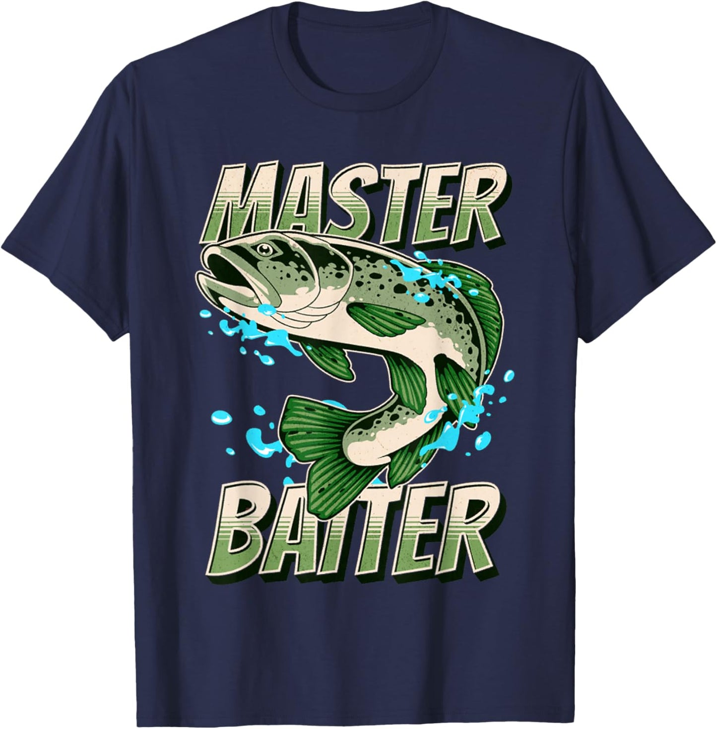 Offensive Fishing Funny Fisher Papa Dad Bass Fathers Day T-Shirt - T-Shirt | Navy