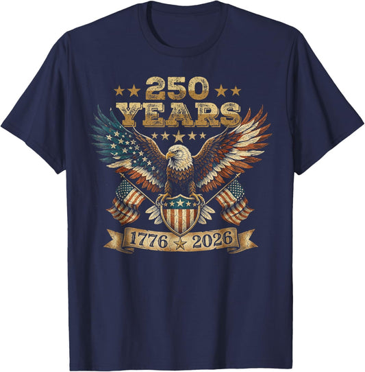 250th Anniversary 4th of Juli America USA 250 Years Birthday T-Shirt - T-Shirt | Navy