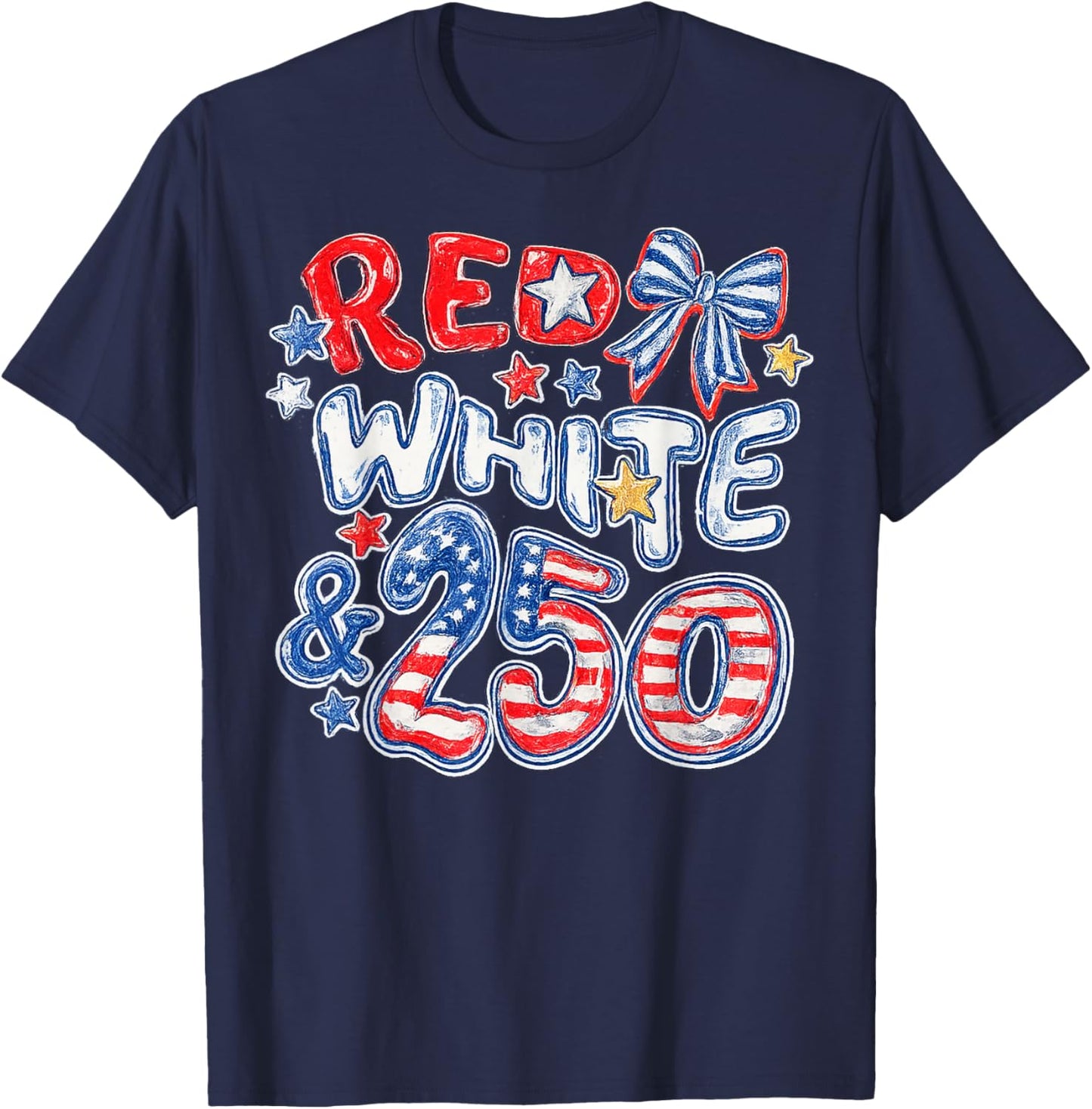 Red White and 250 USA America Independence Day T-Shirt - T-Shirt | Navy