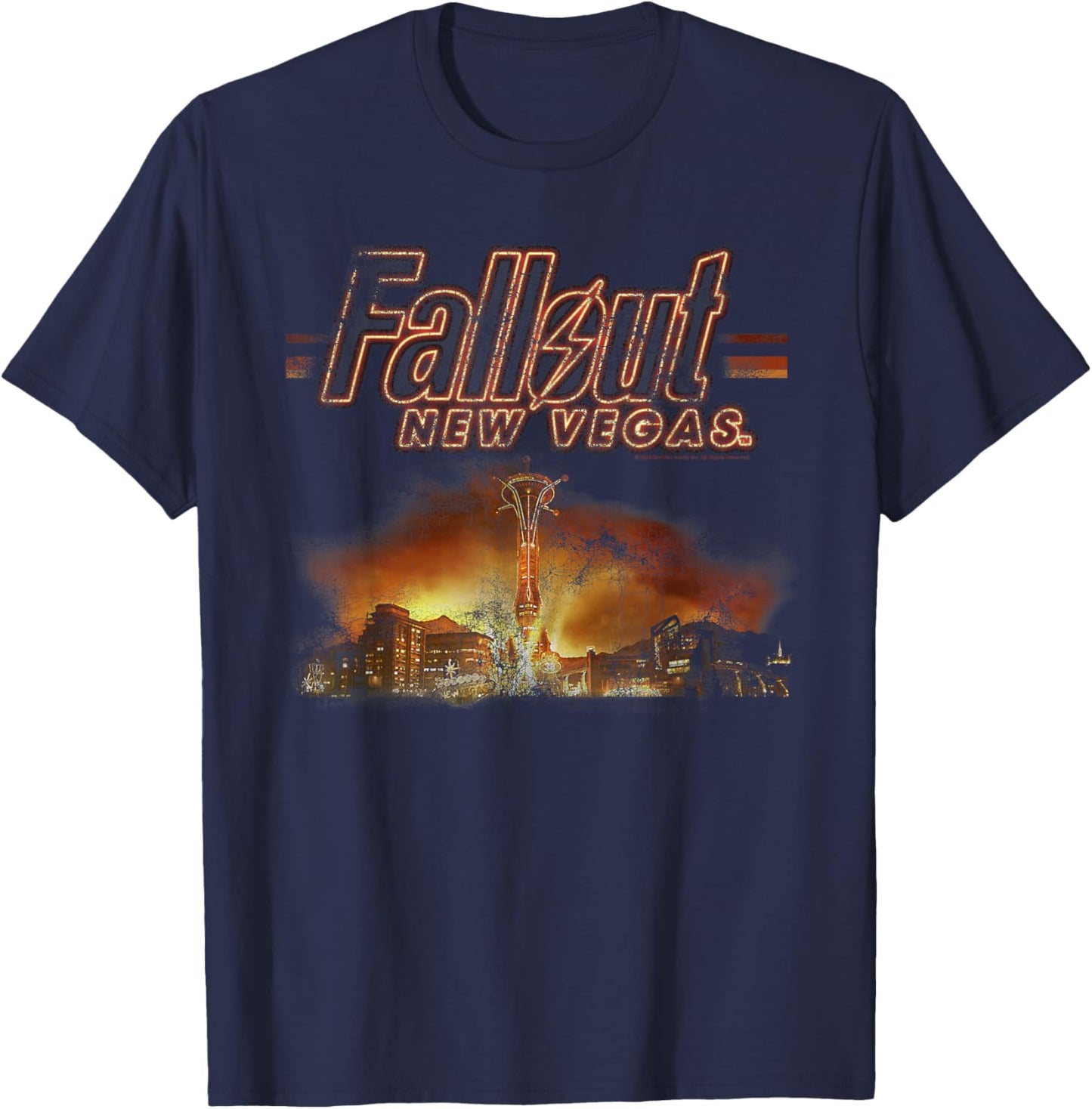 Fallout Video Game New Vegas Skyline Retro Souvenir Design T-Shirt - T-Shirt | Navy