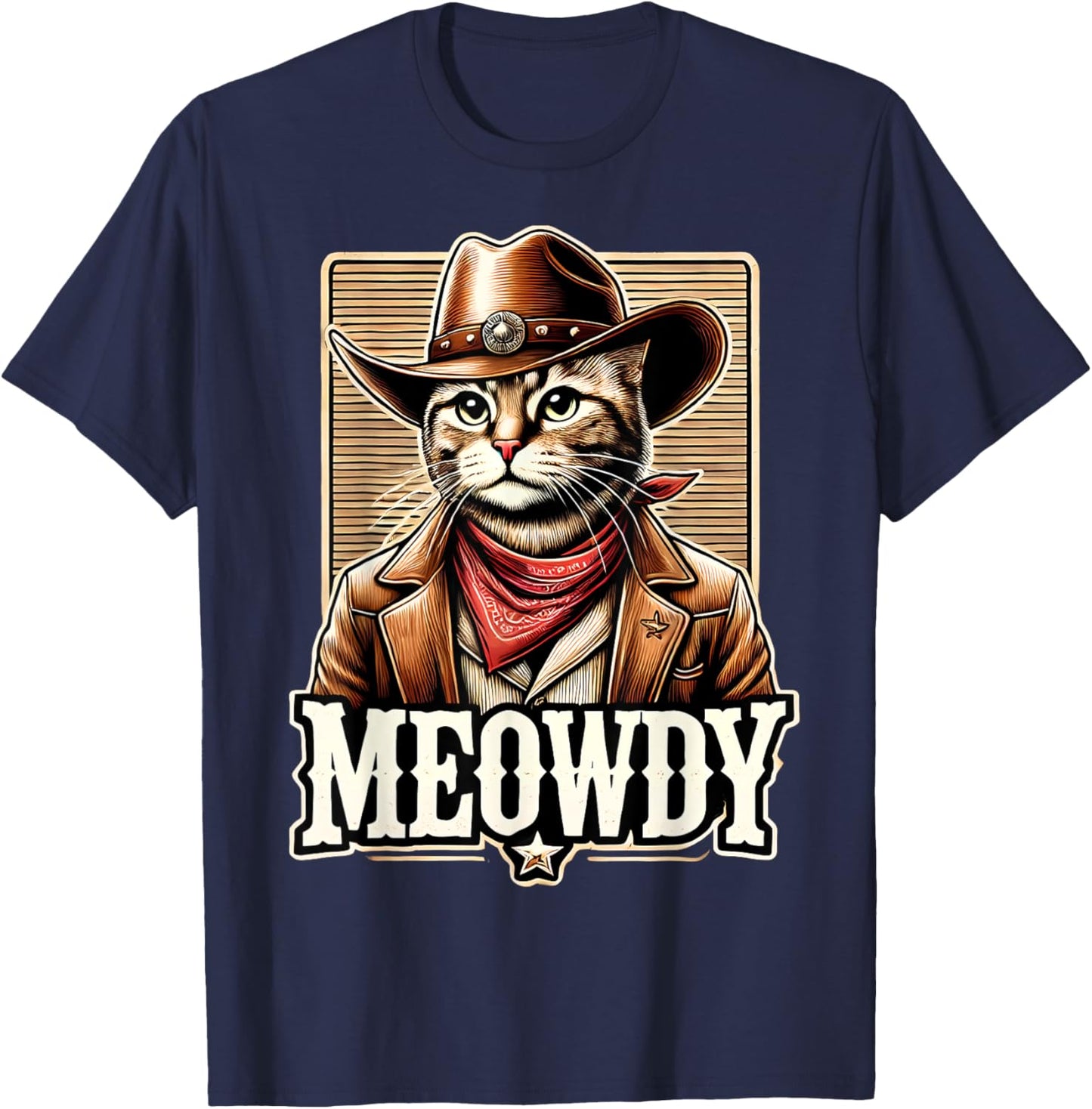Meowdy Cat Cowboy Cowgirl Meow Howdy Halloween Costume T-Shirt - T-Shirt | Navy