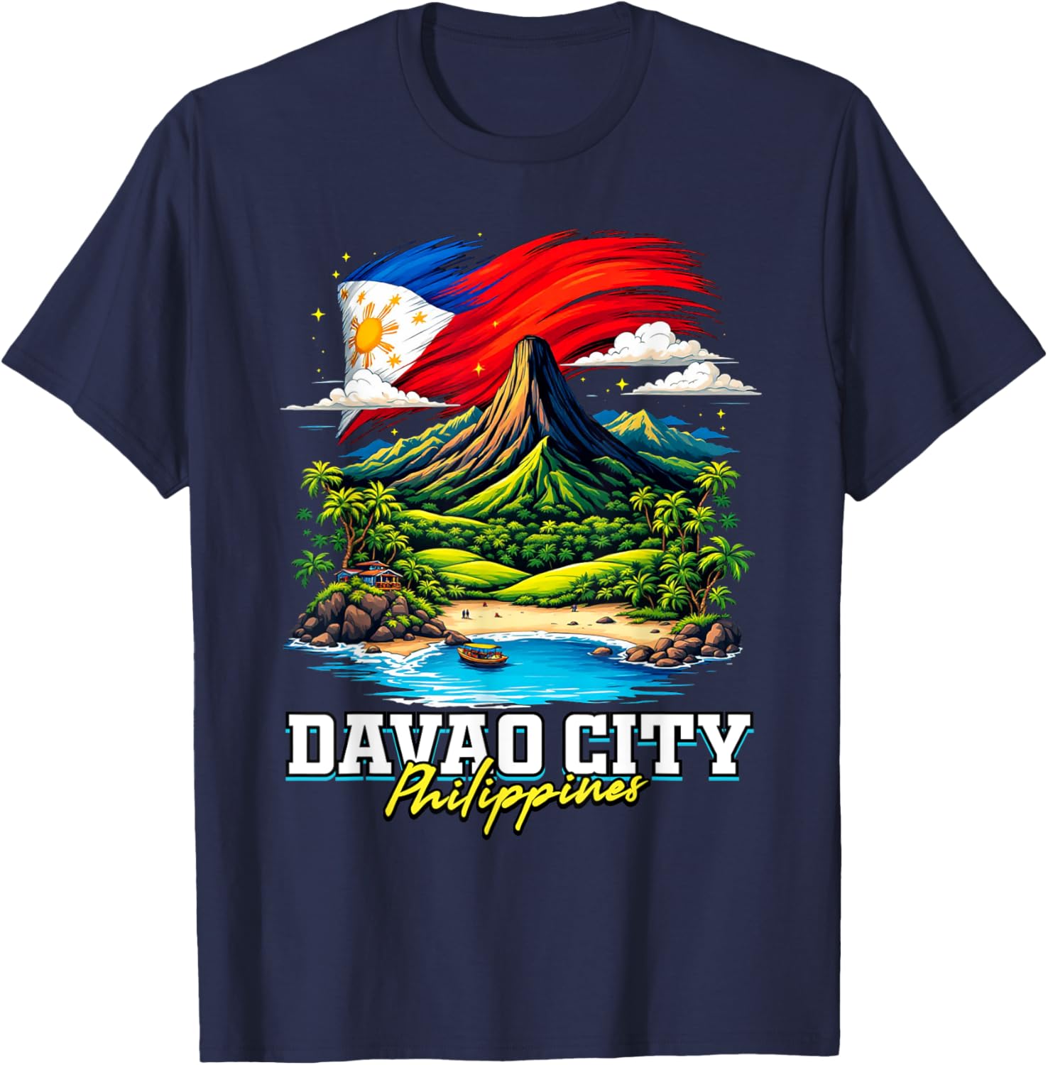 Davao City Philippines Souvenir Filipino Flag T-Shirt - T-Shirt | Navy