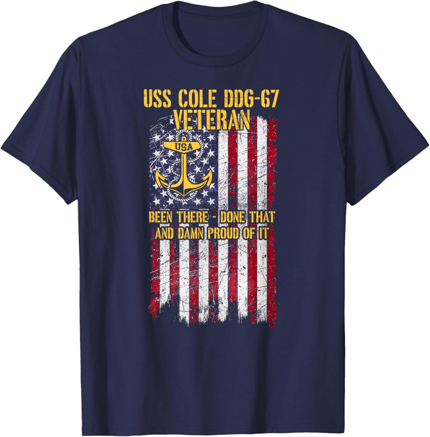 USS Cole DDG-67 Destroyer Proud Veteran T-Shirt - T-Shirt | Navy