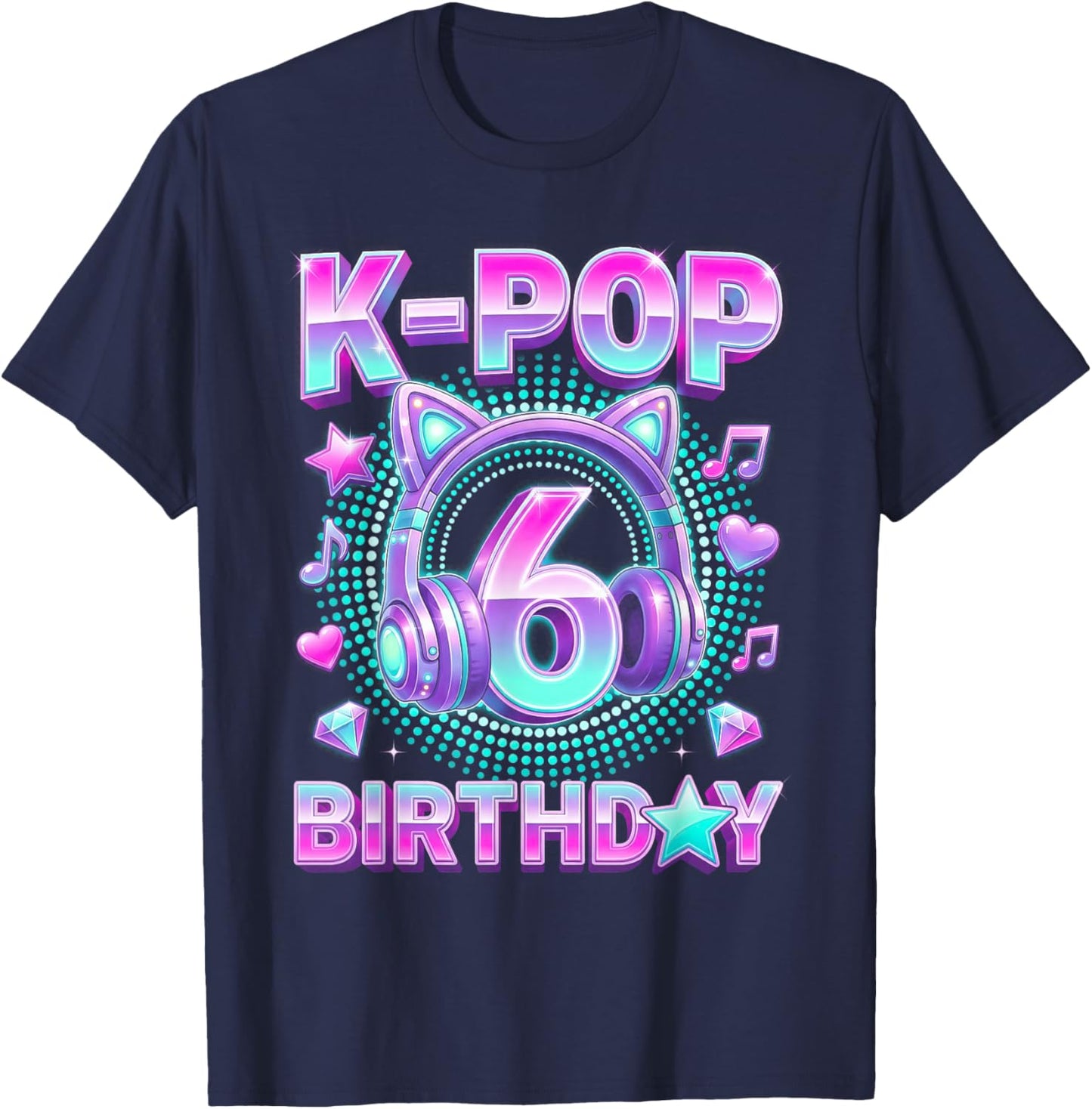 K-Pop 6ème Anniversaire Fille 6 Ans Musique coréenne T-Shirt - T-Shirt | Navy