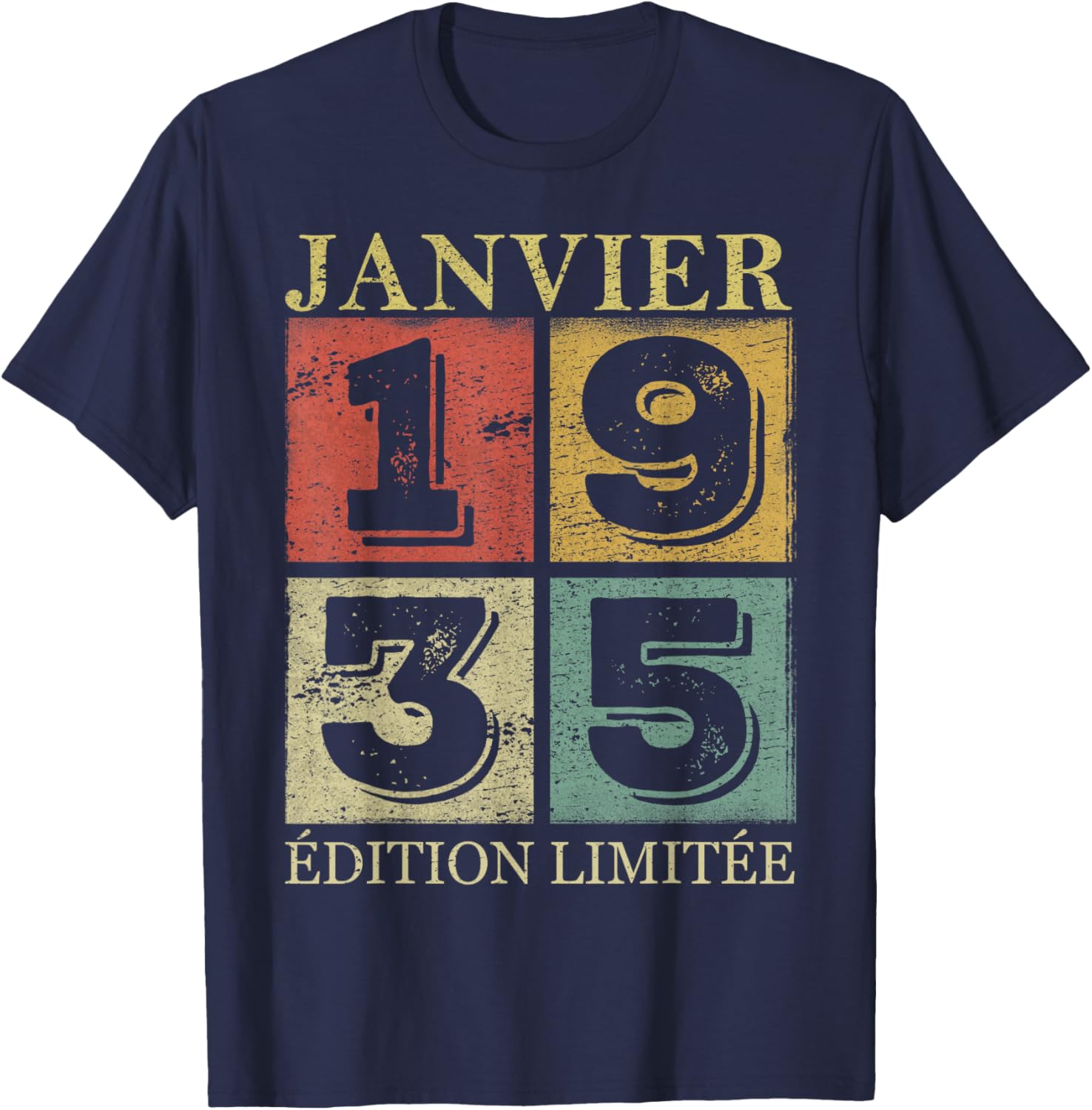 Janvier 1935 91 Ans Cadeau Anniversaire Homme Janvier 1935 T-Shirt - T-Shirt | Navy