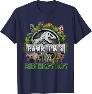 Kids 8 Year Old Shirt 8th Birthday Boy T Rex Dinosaur T-Shirt - T-Shirt | Navy