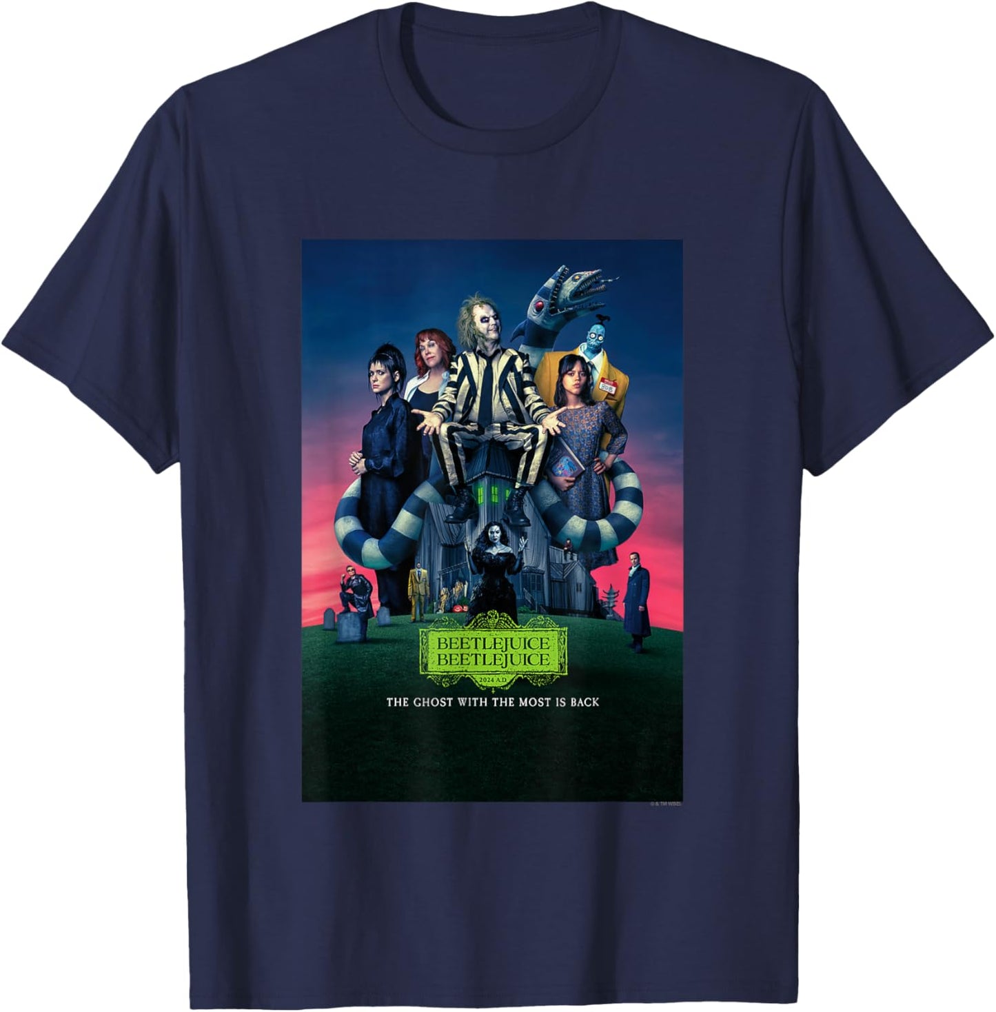 Beetlejuice Beetlejuice Ghost With The Most Is Back Poster T-Shirt - T-Shirt | Navy