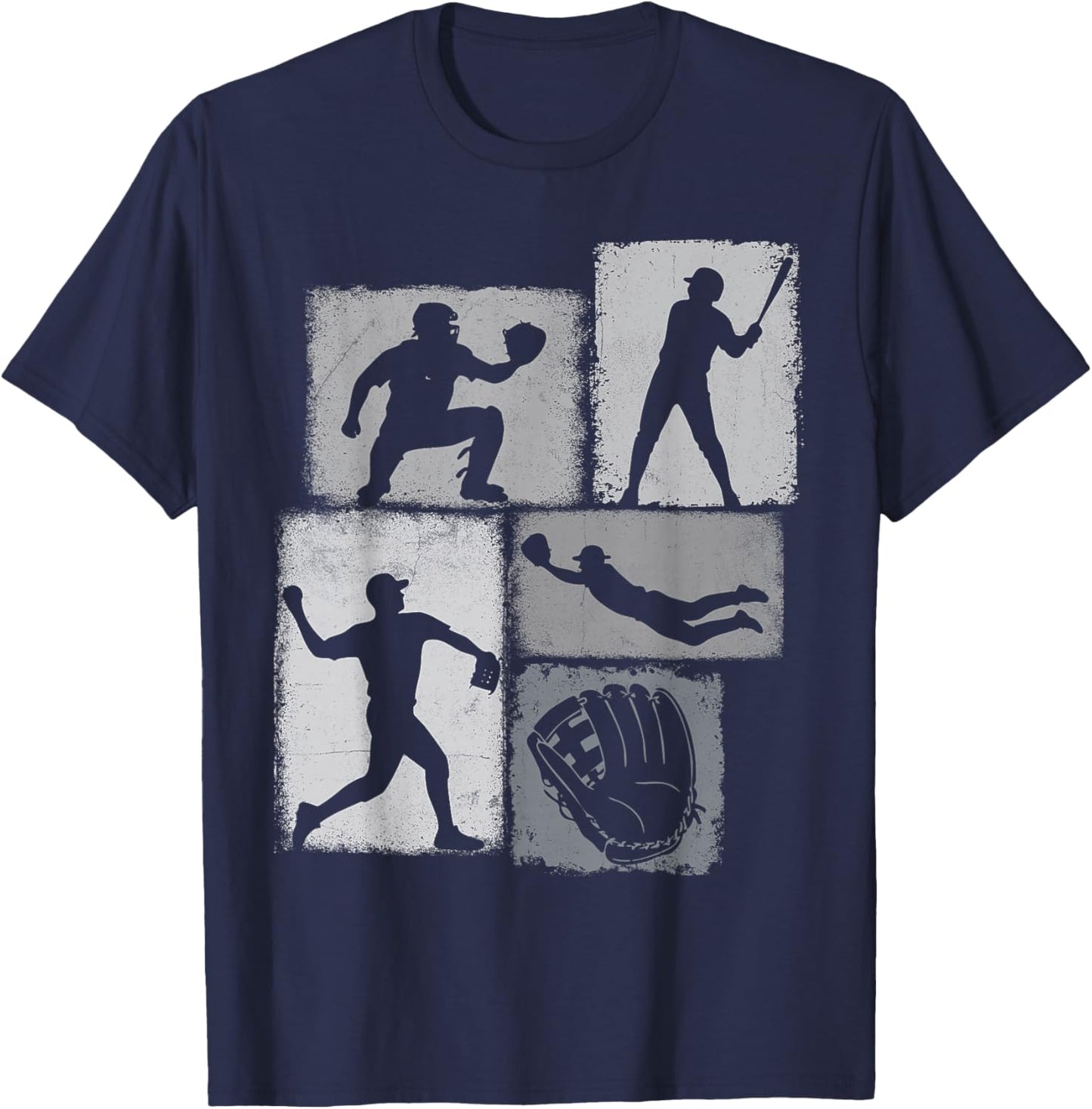 Softball Player Collage Men Kids Coach Youth Boys T-Shirt - T-Shirt | Navy