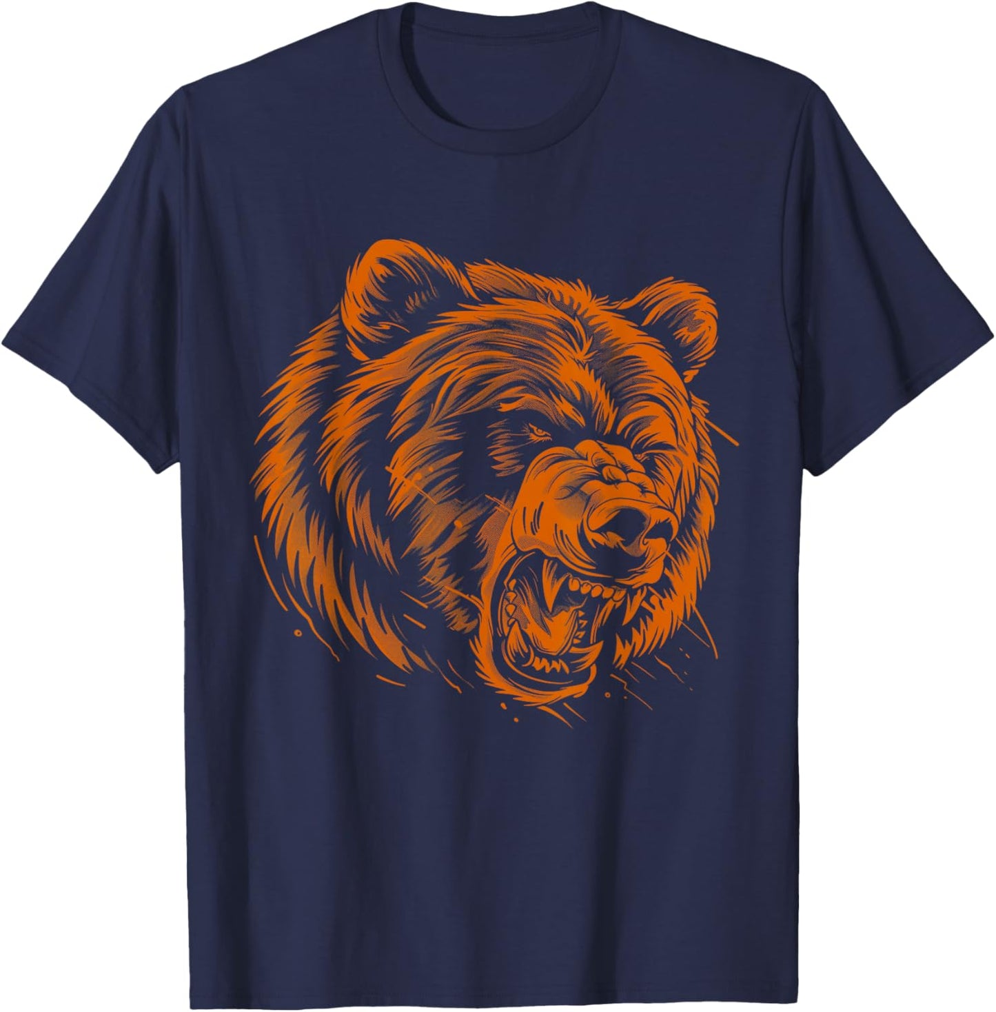 Angry Grizzly Bear Orange T-Shirt - T-Shirt | Navy